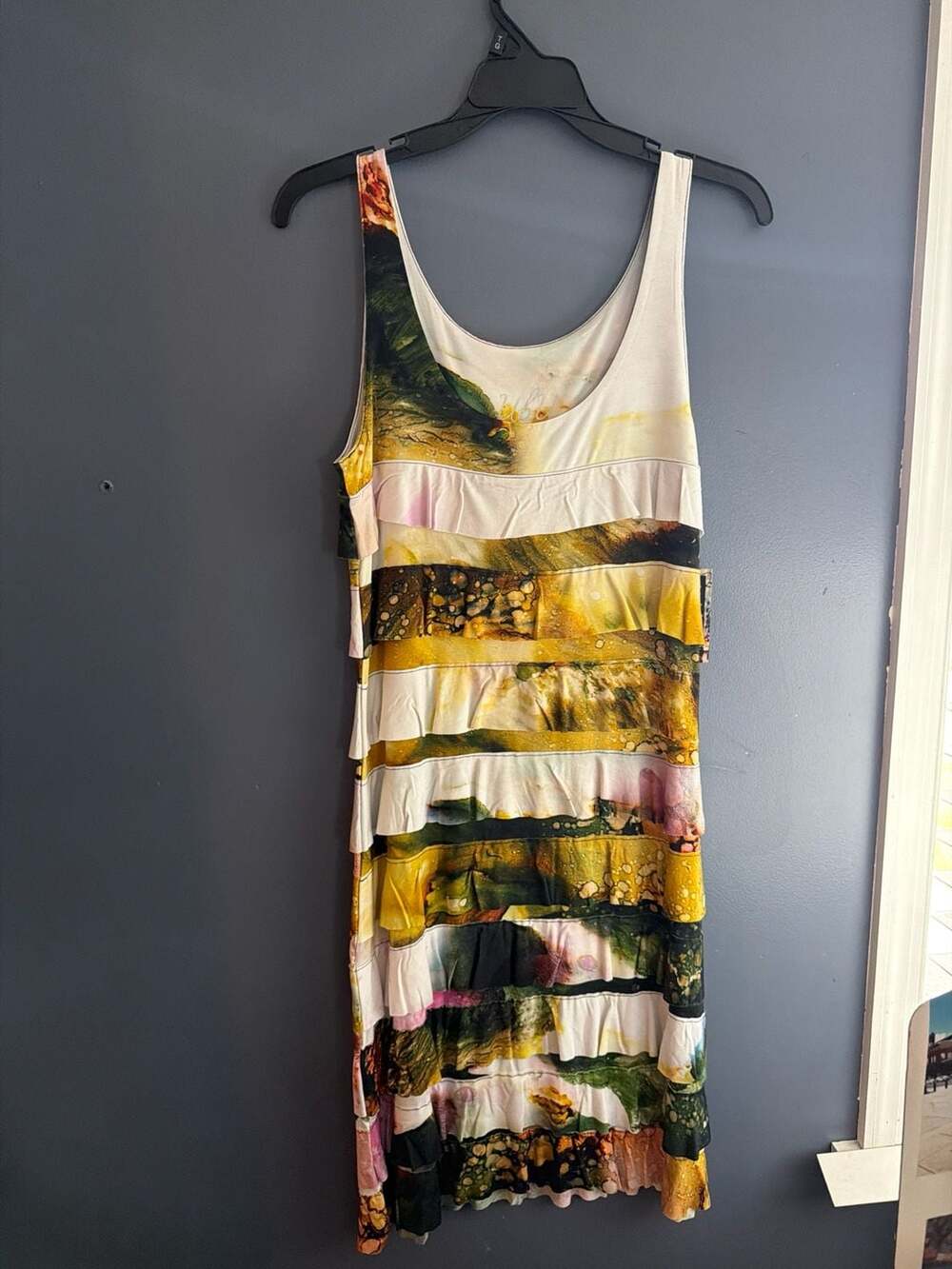 UBU Sheryl Franklin Artist Series 'Spring's Promise' Tiered Ruffle Tank Dress